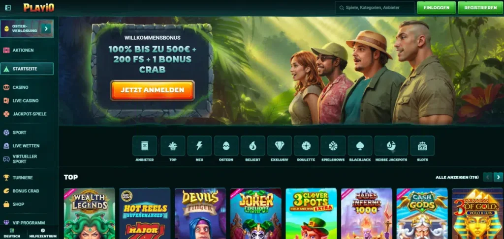 Casinos ohne OASIS mit einer Vielzahl an Live-Casino-Spielen, darunter Gold Saloon Roulette, Crazy Time und Mega Fire Blaze Roulette Live. Die übersichtliche Navigation bietet Kategorien wie Casino, Live Casino, Jackpots und Sportwetten. Perfekt für Spieler, die ein Casino ohne Anmeldung suchen.